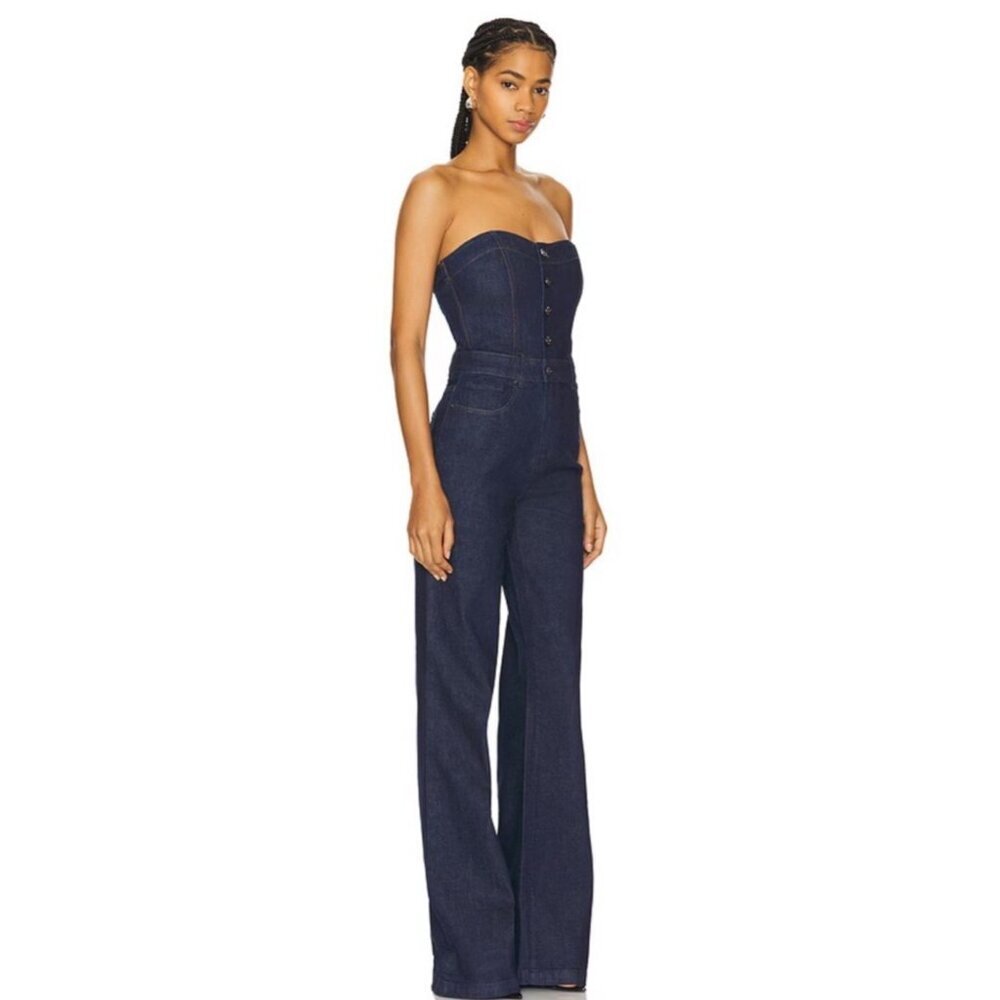 Paige Sansa Denim Strapless Jumpsuit Sz 2 NEW Retails $329 - Picture 3 of 16
